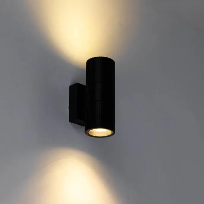 Industrielle Außenwandleuchte schwarz 2-flammig IP44 - Vigo