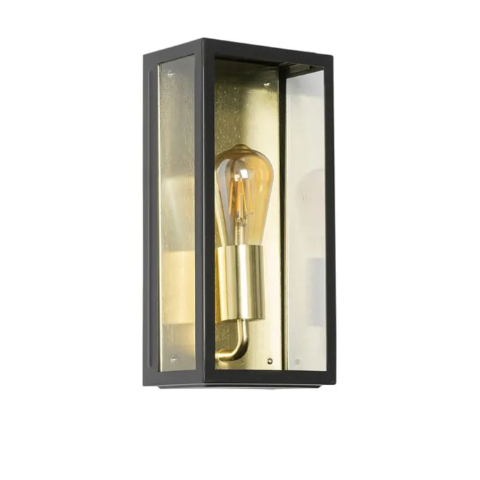 Industrielle Außenwandleuchte schwarz mit Gold IP44 - Rotterdam