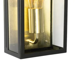 Industrielle Außenwandleuchte schwarz mit Gold IP44 - Rotterdam