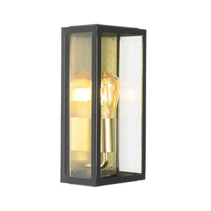Industrielle Außenwandleuchte schwarz mit Gold IP44 - Rotterdam