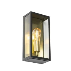 Industrielle Außenwandleuchte schwarz mit Gold IP44 - Rotterdam