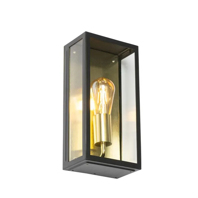 Industrielle Außenwandleuchte schwarz mit Gold IP44 - Rotterdam