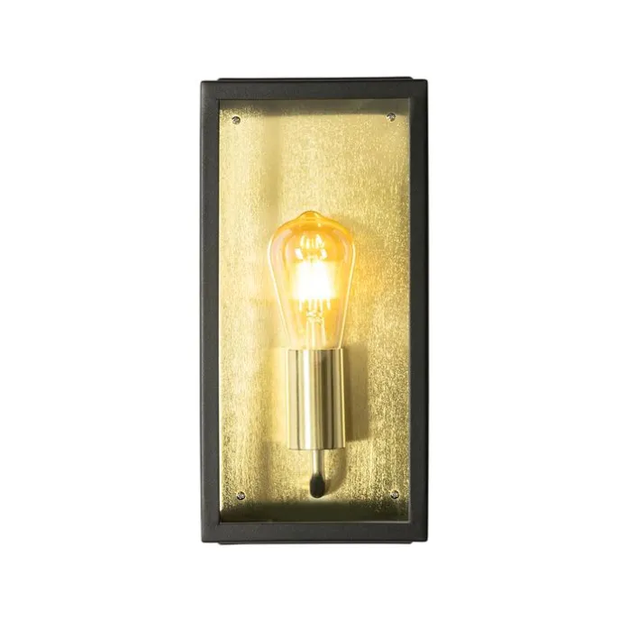 Industrielle Außenwandleuchte schwarz mit Gold IP44 - Rotterdam