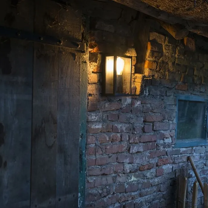 Industrielle Außenwandleuchte schwarz mit Glas IP44 - Rotterdam 2