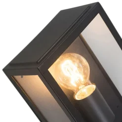 Industrielle Außenwandleuchte schwarz mit Glas IP44 - Rotterdam 2