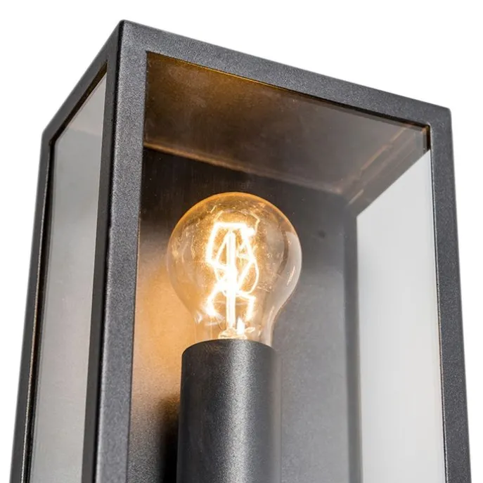 Industrielle Außenwandleuchte schwarz mit Glas IP44 - Rotterdam 2