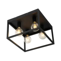 Industrielle Deckenlampe schwarz 40 cm 4-flammig - Cage