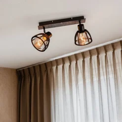 Industrielle Deckenlampe schwarz 2-flammig - Fotu