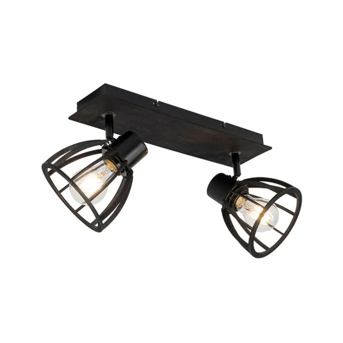 Industrielle Deckenlampe schwarz 2-flammig - Fotu
