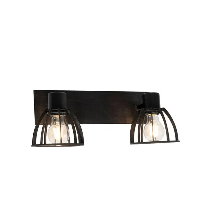 Industrielle Deckenlampe schwarz 2-flammig - Fotu