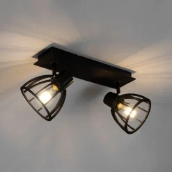 Industrielle Deckenlampe schwarz 2-flammig - Fotu