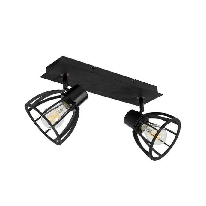 Industrielle Deckenlampe schwarz 2-flammig - Fotu