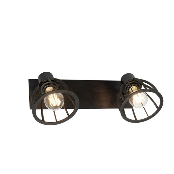 Industrielle Deckenlampe schwarz 2-flammig - Fotu