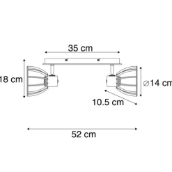 Industrielle Deckenlampe schwarz 2-flammig - Fotu
