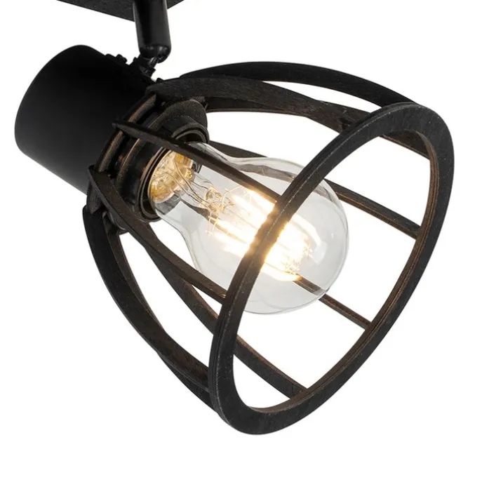 Industrielle Deckenlampe schwarz 2-flammig - Fotu