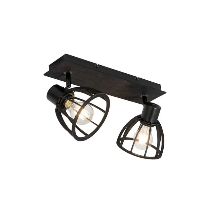 Industrielle Deckenlampe schwarz 2-flammig - Fotu