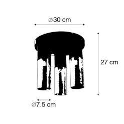 Industrielle Deckenlampe schwarz mit goldenen runden 3 Lichtern - Raspi