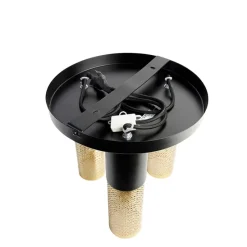 Industrielle Deckenlampe schwarz mit goldenen runden 3 Lichtern - Raspi
