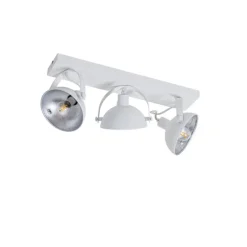 Industrielle Deckenleuchte weiß mit silbernem 3-Licht verstellbar – Magnax