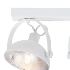 Industrielle Deckenleuchte weiß mit silbernem 3-Licht verstellbar – Magnax