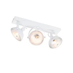 Industrielle Deckenleuchte weiß mit silbernem 3-Licht verstellbar – Magnax