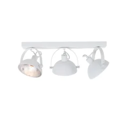 Industrielle Deckenleuchte weiß mit silbernem 3-Licht verstellbar – Magnax