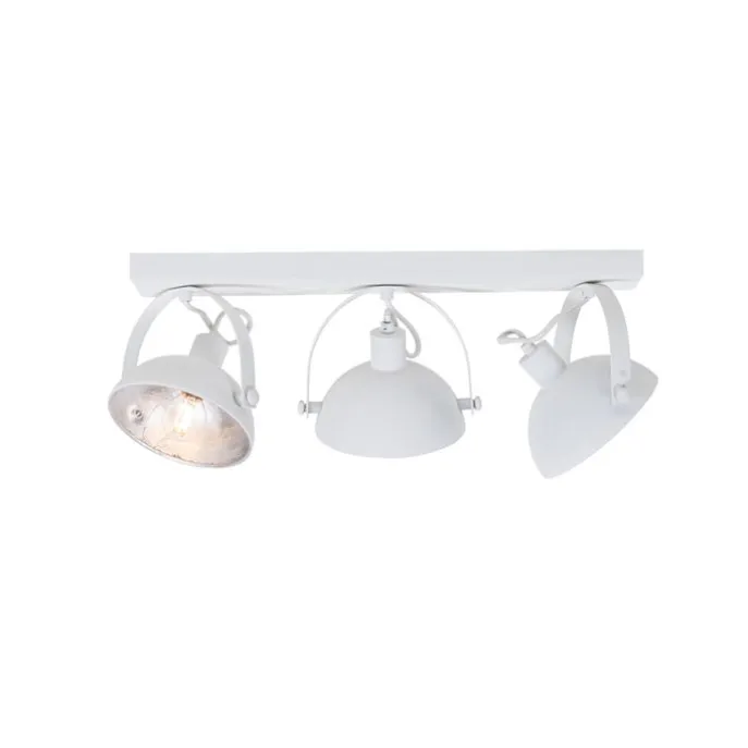 Industrielle Deckenleuchte weiß mit silbernem 3-Licht verstellbar – Magnax