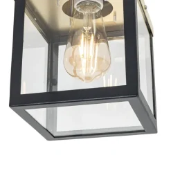 Industrielle Deckenleuchte für den Außenbereich, schwarz mit Gold – Rotterdam