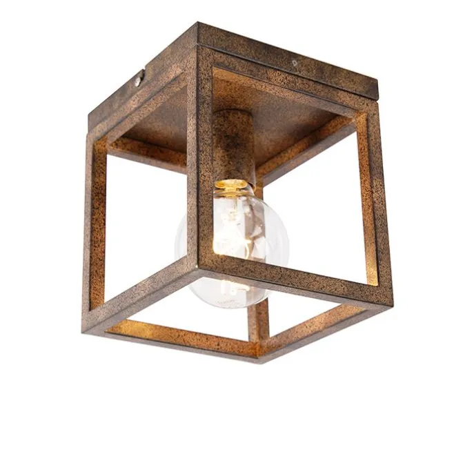 Industrielle Deckenleuchte rostbraun - Käfig