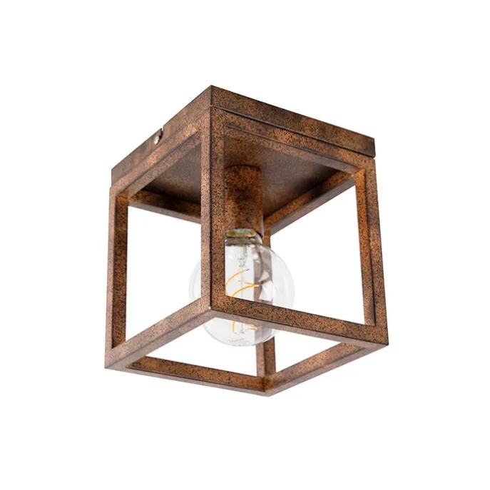 Industrielle Deckenleuchte rostbraun - Käfig