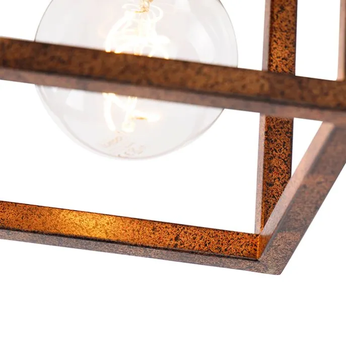 Industrielle Deckenleuchte rostbraun - Käfig