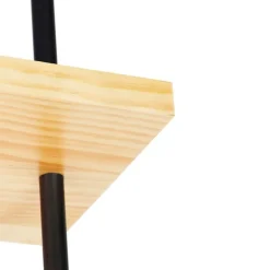 Industrielle Deckenleuchte schwarz mit Holz 3-Licht - Regal