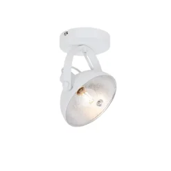 Industrielle Deckenleuchte weiß mit Silber 15 cm verstellbar – Magnax