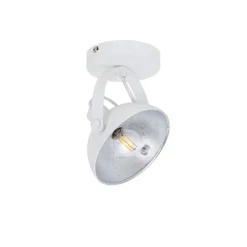 Industrielle Deckenleuchte weiß mit Silber 15 cm verstellbar – Magnax