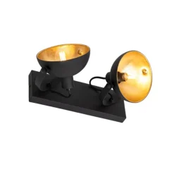 Industrielle Deckenleuchte schwarz mit Gold 2-flammig verstellbar – Magnax
