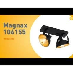 Industrielle Deckenleuchte schwarz mit Gold 2-flammig verstellbar – Magnax