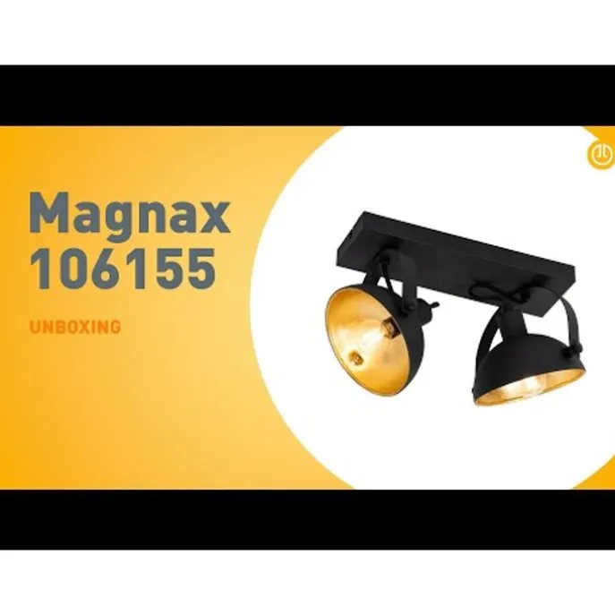Industrielle Deckenleuchte schwarz mit Gold 2-flammig verstellbar – Magnax