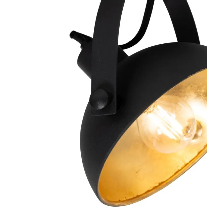Industrielle Deckenleuchte schwarz mit Gold 2-flammig verstellbar – Magnax
