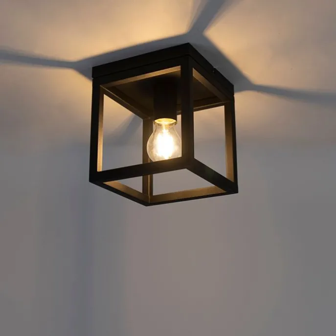 Industrielle Deckenleuchte Schwarz Stahl - Cage