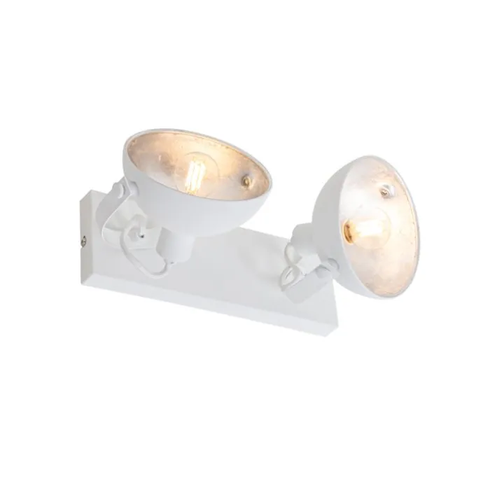 Industrielle Deckenleuchte weiß mit silbernem 2-Licht verstellbar – Magnax