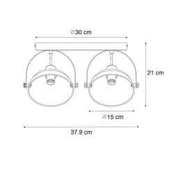 Industrielle Deckenleuchte weiß mit silbernem 2-Licht verstellbar – Magnax