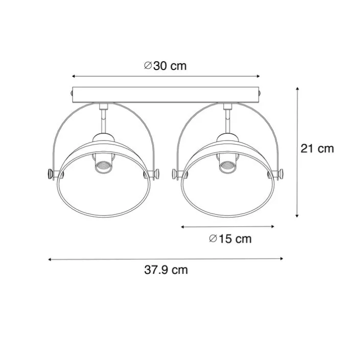 Industrielle Deckenleuchte weiß mit silbernem 2-Licht verstellbar – Magnax