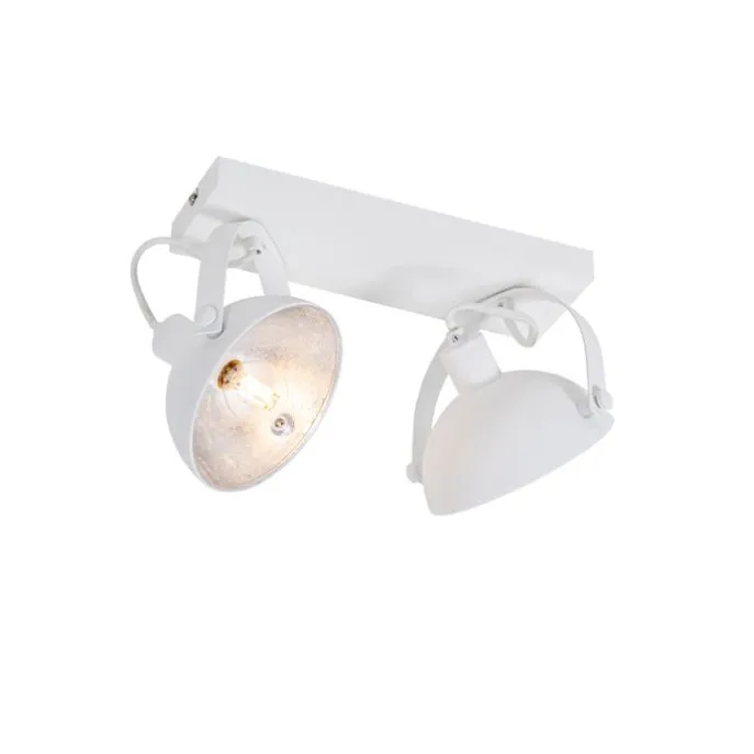 Industrielle Deckenleuchte weiß mit silbernem 2-Licht verstellbar – Magnax