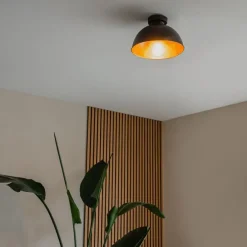 Industrielle Deckenleuchte schwarz mit Gold 28 cm - Magnax