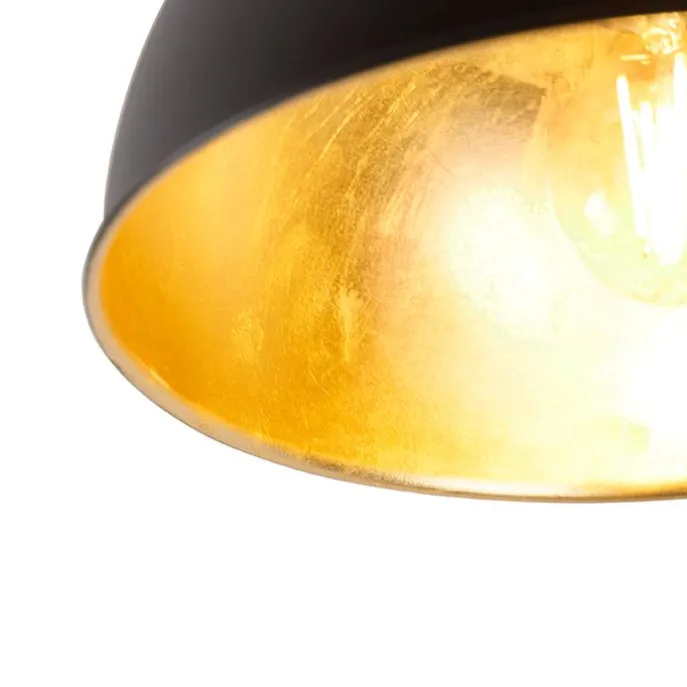 Industrielle Deckenleuchte schwarz mit Gold 28 cm - Magnax