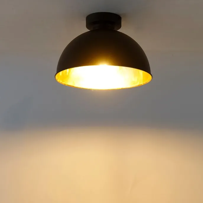 Industrielle Deckenleuchte schwarz mit Gold 28 cm - Magnax