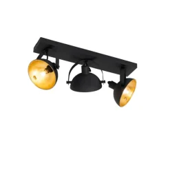 Industrielle Deckenleuchte schwarz mit Gold 3-flammig verstellbar – Magnax
