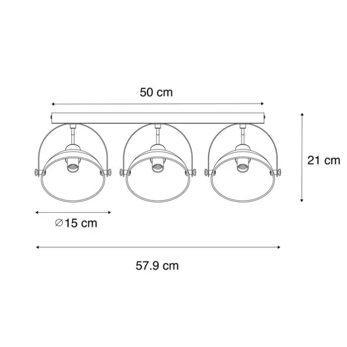 Industrielle Deckenleuchte schwarz mit Gold 3-flammig verstellbar – Magnax