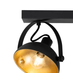 Industrielle Deckenleuchte schwarz mit Gold 3-flammig verstellbar – Magnax