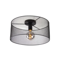 Industrielle Deckenleuchte schwarz - Drum Mesh
